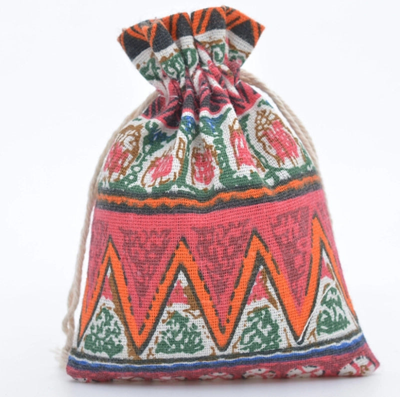 Printed Cotton Bag Cotton And Linen Drawstring Cloth Bag Mosquito Repellent Packaging Bag Jewelry Gift Storage Pastoral Style Small Bag