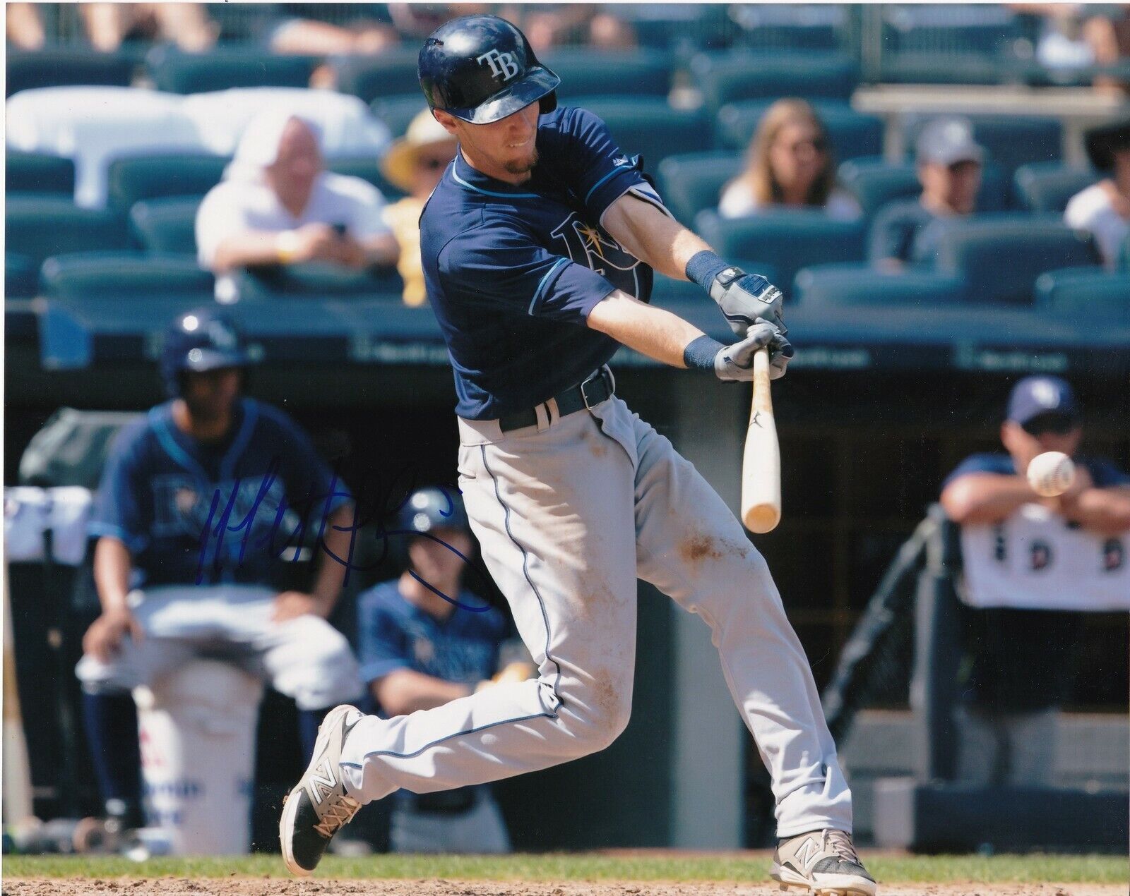 MATT DUFFY TAMPA BAY RAYS ACTION SIGNED 8x10