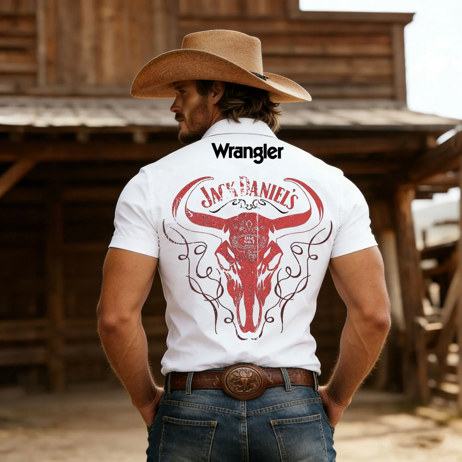 Men's Western-style Short-sleeved Shirt With A Chest Pocket