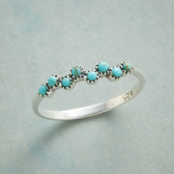 Exquisite Fashion Green Stone Ring Blue Turkish Style Ring Jewelry