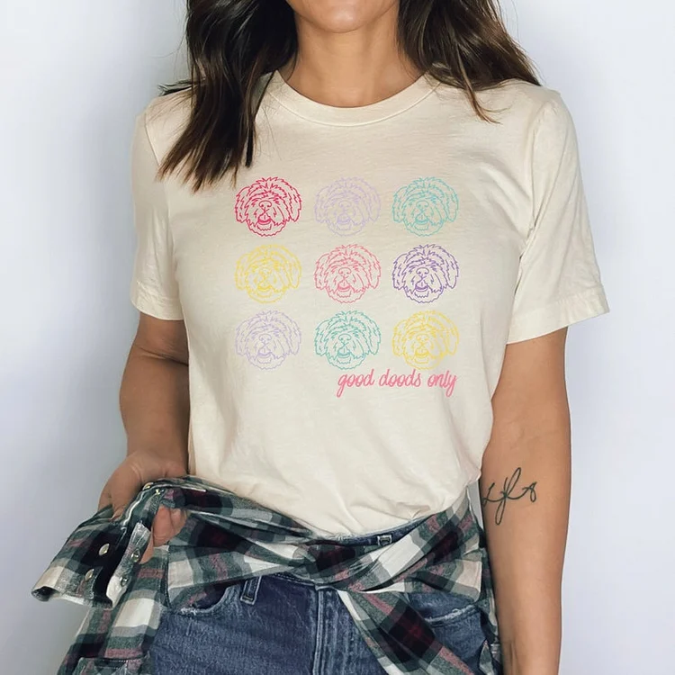 Custom Pet Photo Dog Face Colorful Outline Printed Sweatshirt T-shirt Hoodie