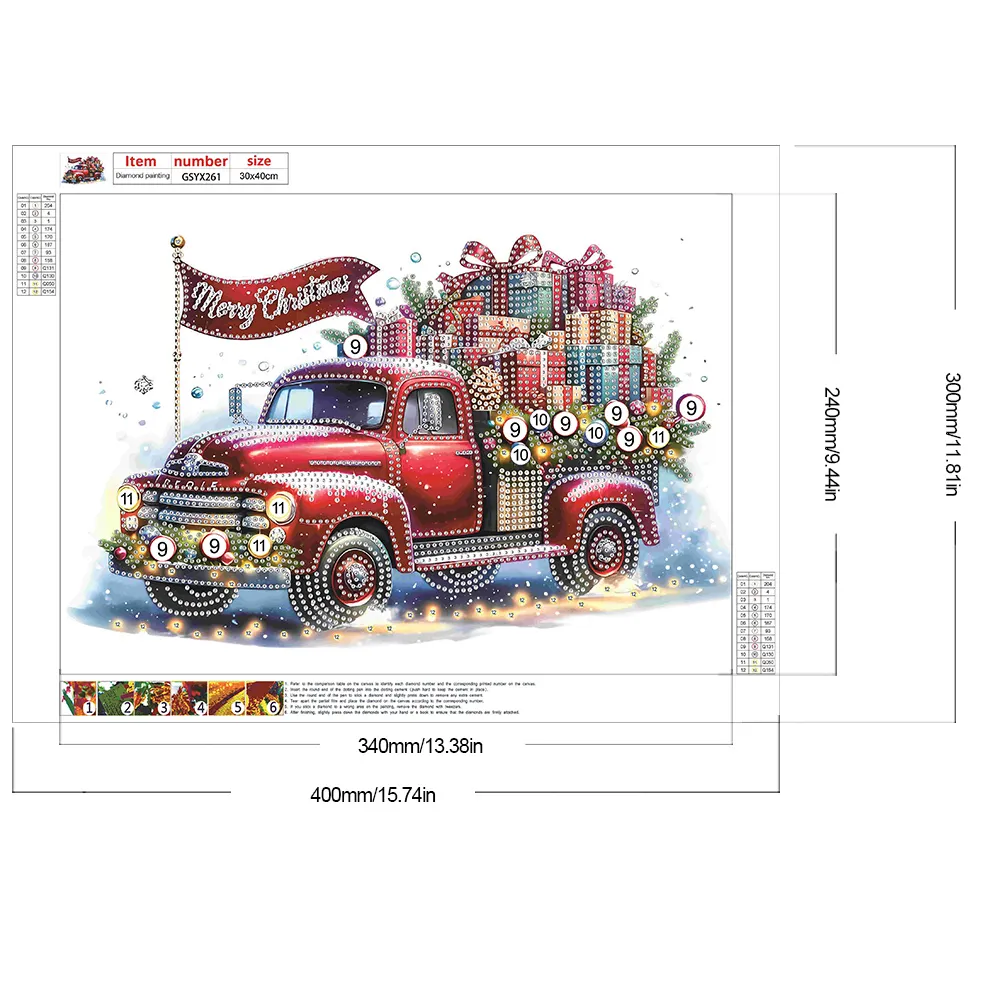 Diamond Painting - Partial Special Shaped Drill - Christmas Classic Car(Canvas|40*30cm)