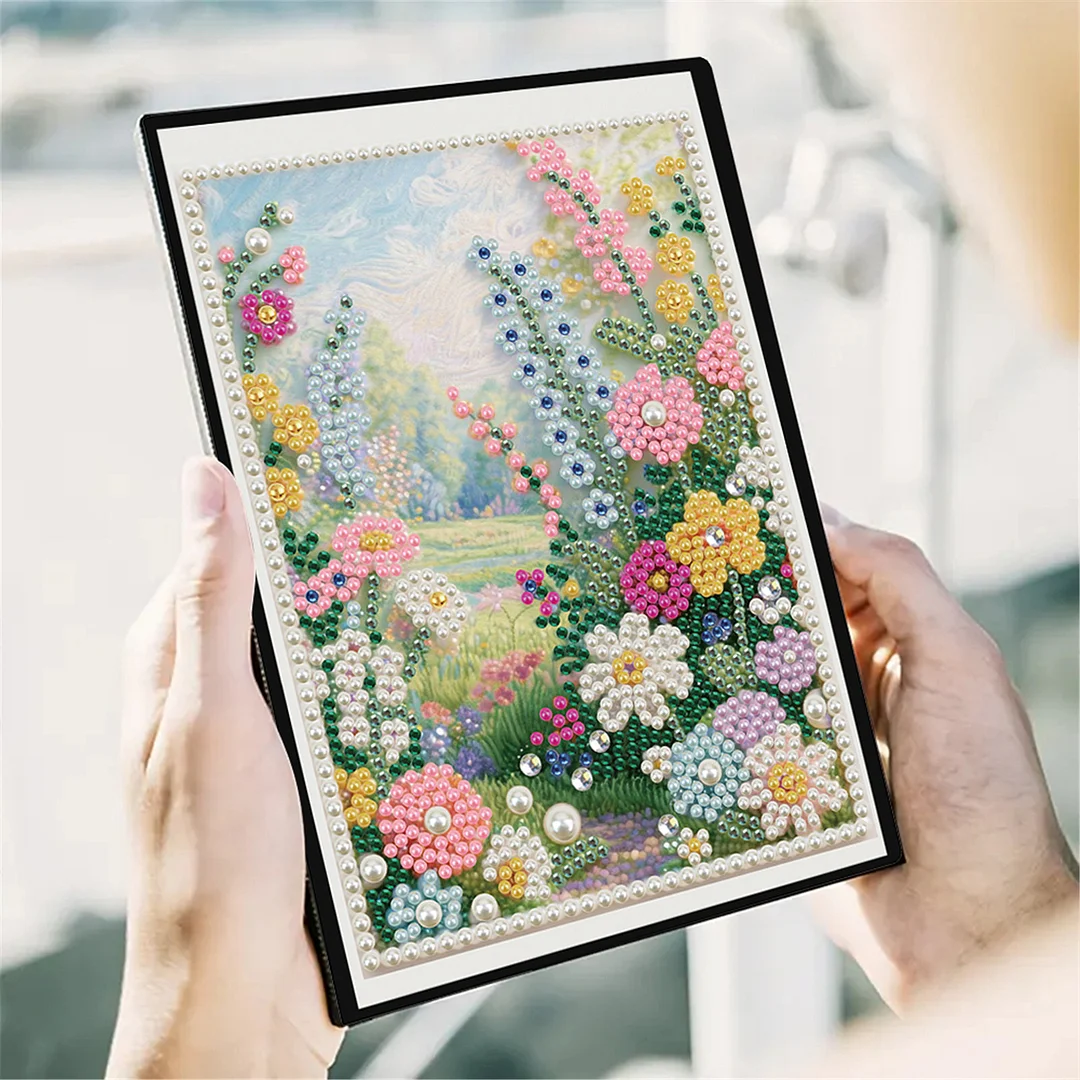 Summer Forest Partial Pearl DIY 50 Pages A5 Diamond Painting Notebook Special Shaped Diamond Art Diary Book Kits Wireless Strip 5D Crystal Art Paintings Sketchbook for Art Drawing