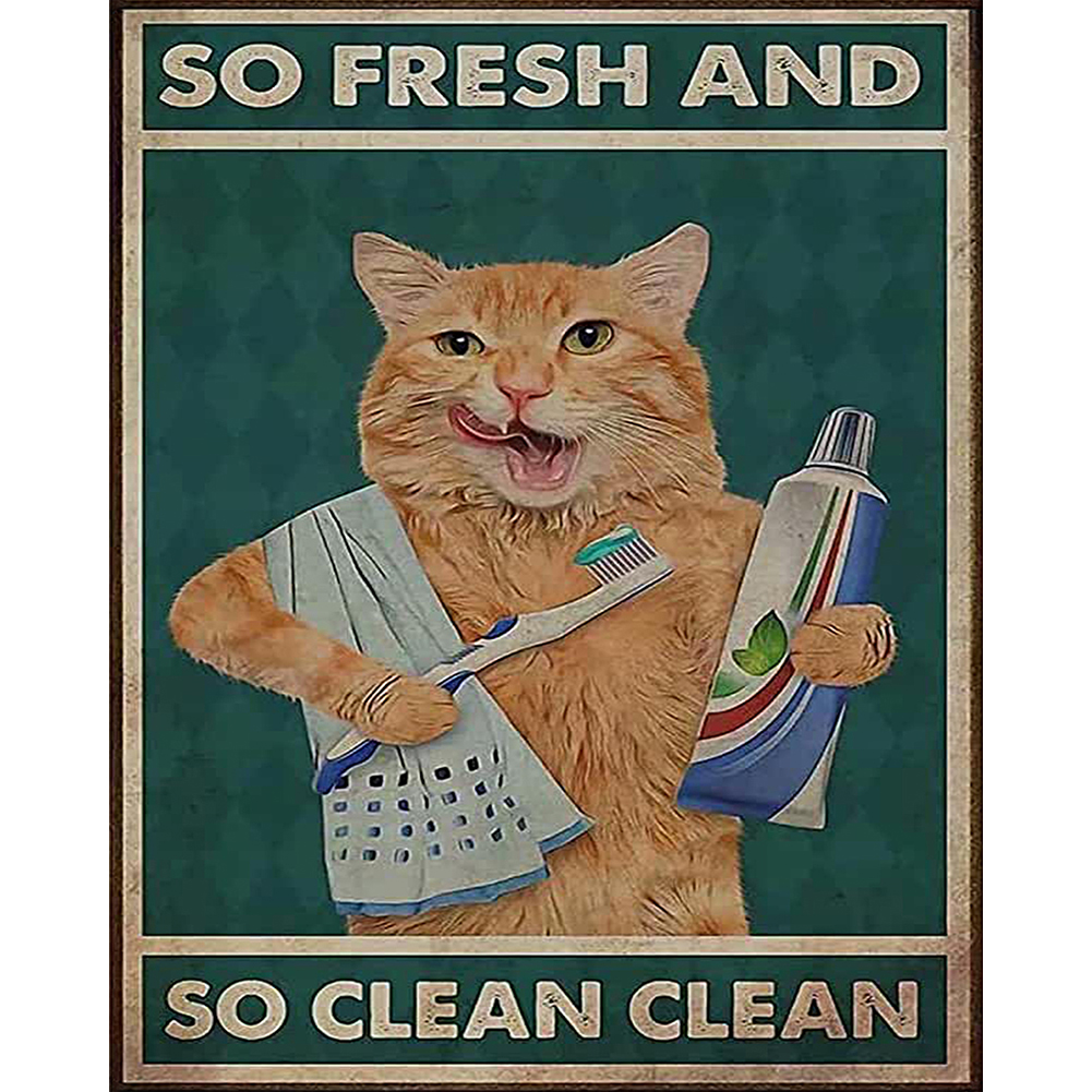 

Cat Washing - 11CT Stamped Cross Stitch - 40*50CM, 501 Original