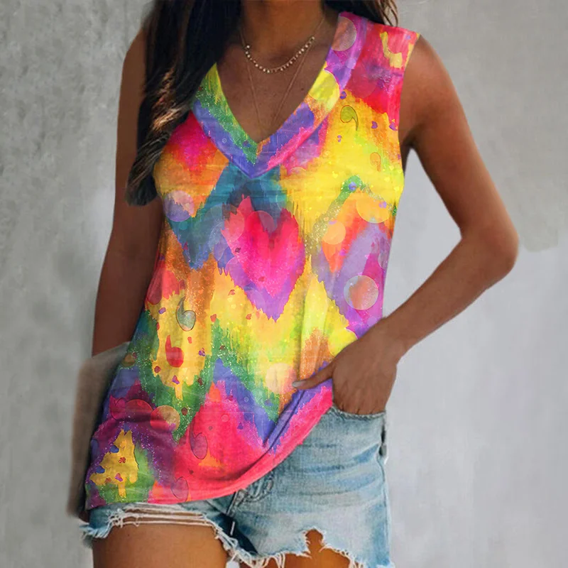 Abstract Art Tie-dye Printed Women's Vest