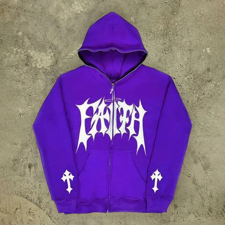 Faith Cross Print Full Zip Hoodie