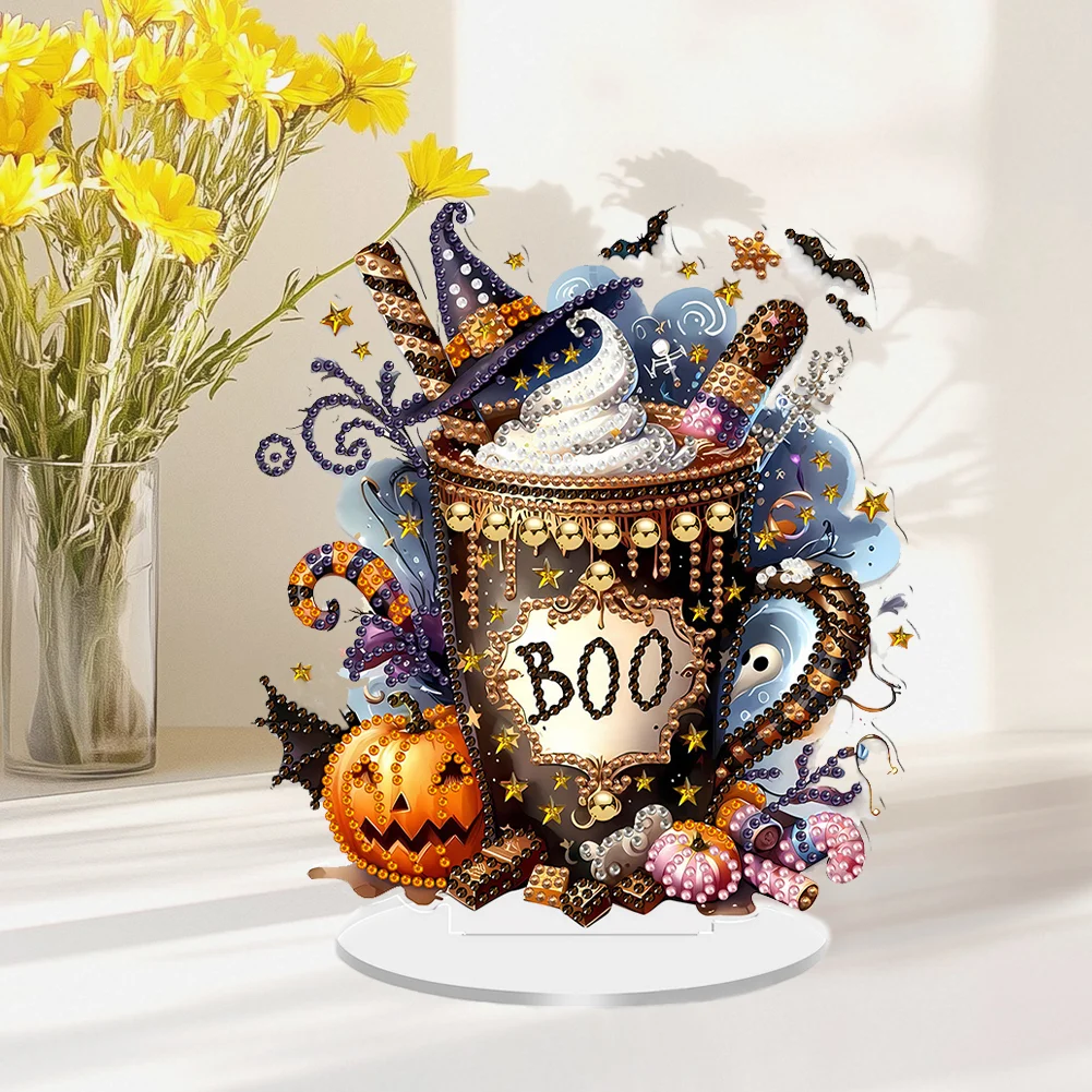 2D Flat Halloween DIY Diamond Painting Desktop Ornaments Kit for Decor (Dessert)