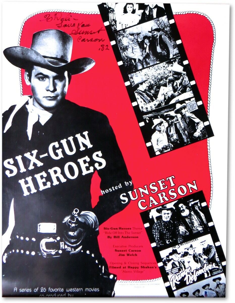 Sunset Carson Signed Autographed 16X22 Photo Poster painting Poster Six-Gun Heroes BAS AA51057