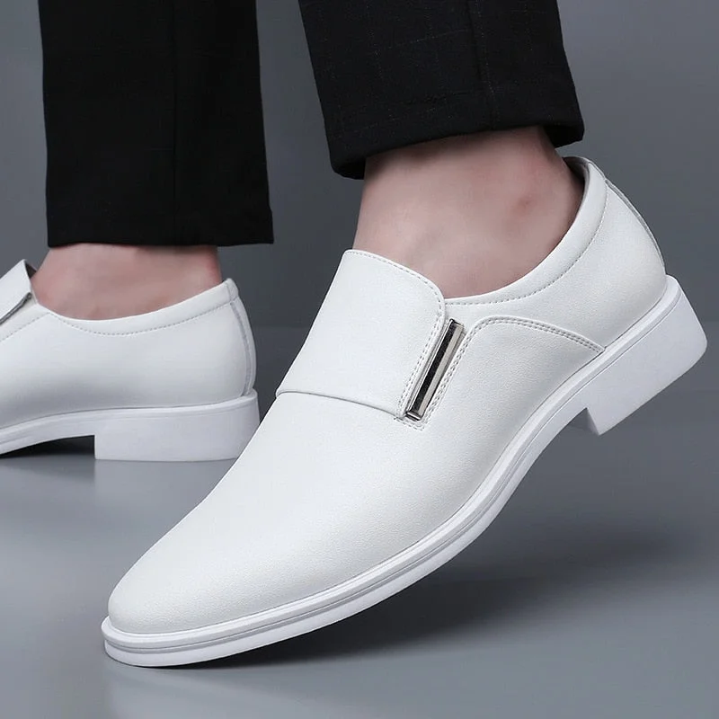 White Leather Shoes Men&#39;s Leather Spring Breathable 2022 New Formal Business Derby Shoes Man Casual English Shoes for Men