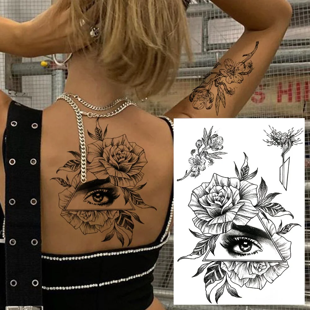 Sdrawing Lion Dahlia Temporary Tattoos For Women Adult Realistic Tiger Wolf Reindeer Snake Bird Fake Tattoo Sticker Washable Tatoos