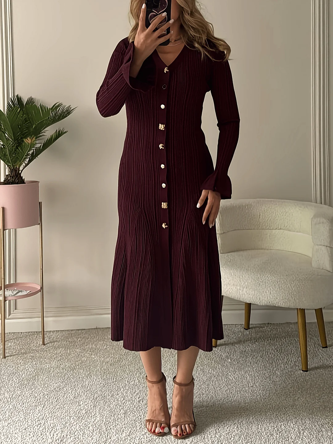 Nigikala Nigikala And Winter New French Elegant Jacket Dress Slim Skinny Knitting Woman