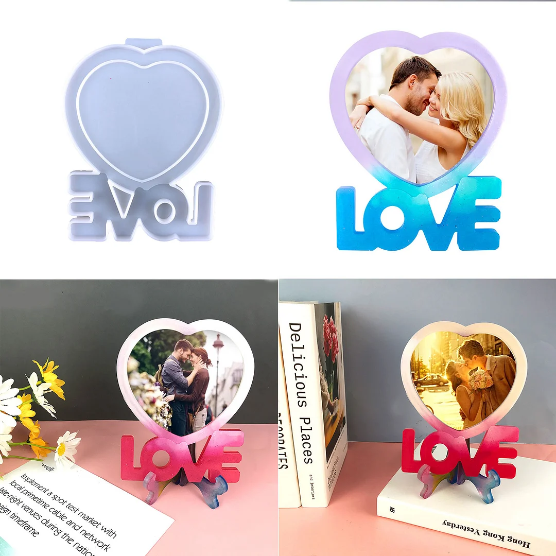 Love Heart-shaped Photo Frame Resin Mold