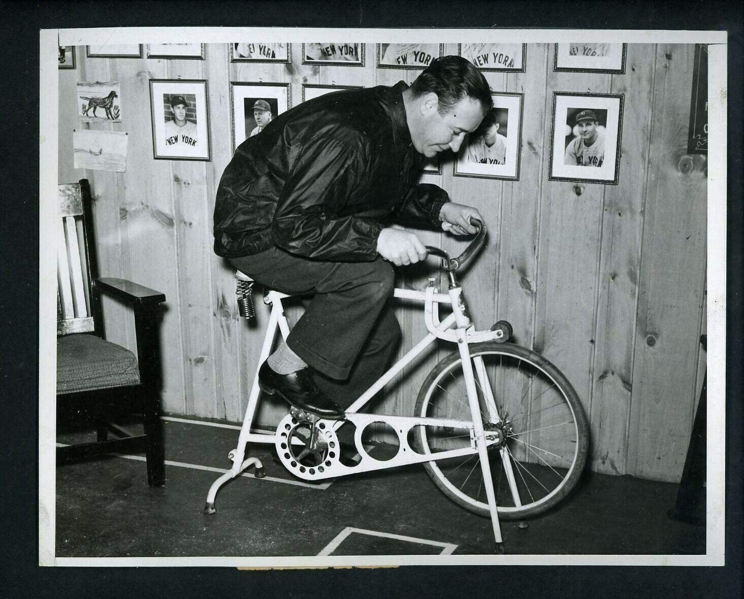Bump Hadley works out stationary bike circa 1930's Press Photo Poster painting New York Yankees
