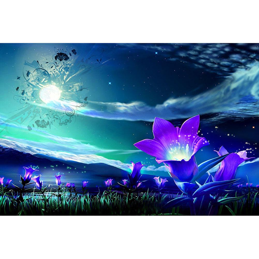 

30*40CM - Round Drill Diamond Painting - Night Glow Flower, 501 Original