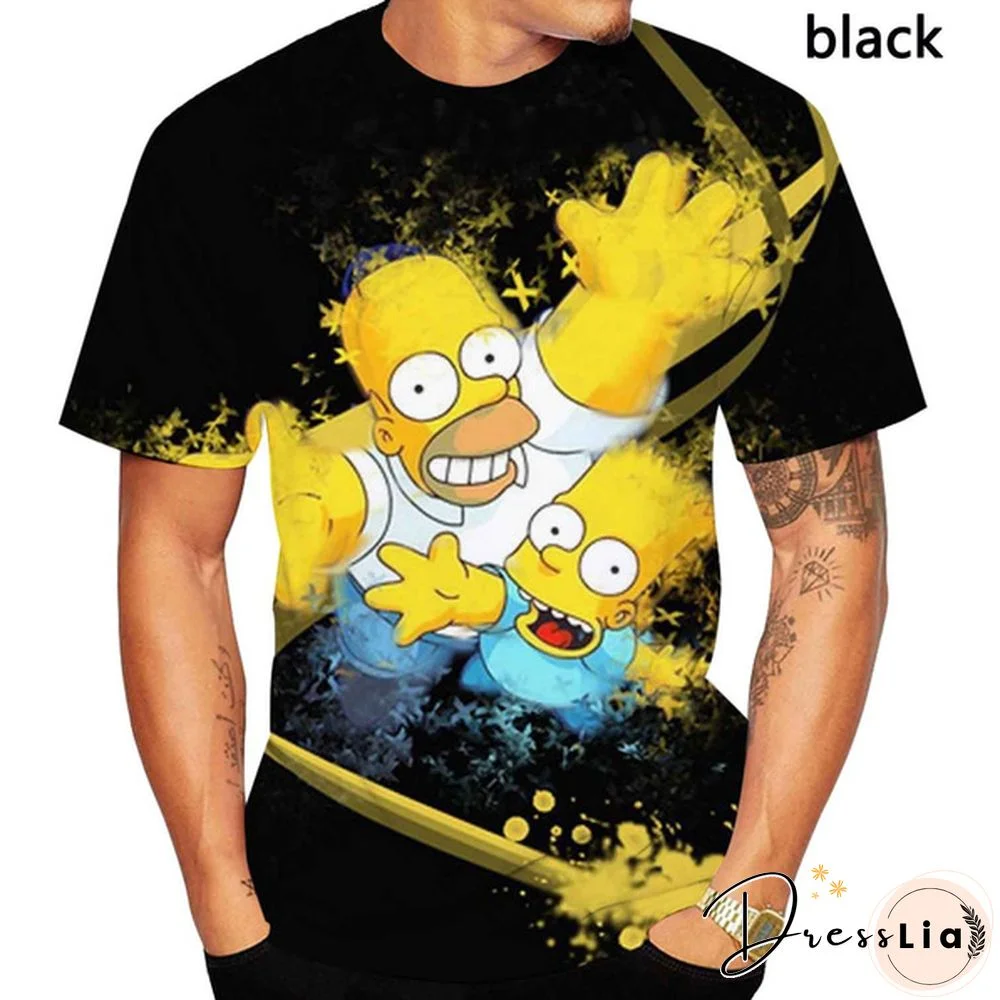 New Fashion 3D Print the Simpsons Cool T-shirt Men/women Short Sleeve Unisex Round Neck Tees