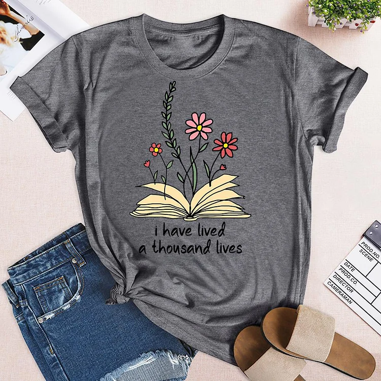 🥰Best Sellers - I Have Lived A Thousand Lives Flowers Book T-shirt Tee-03714