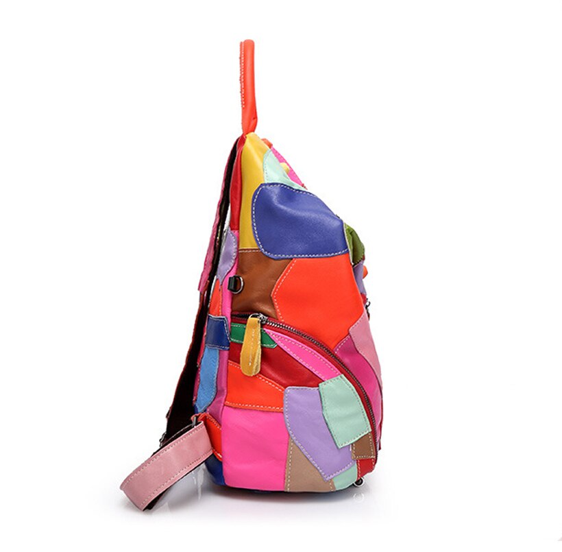 Side View of Woosir Colorful Soft Leather Backpacks for Women
