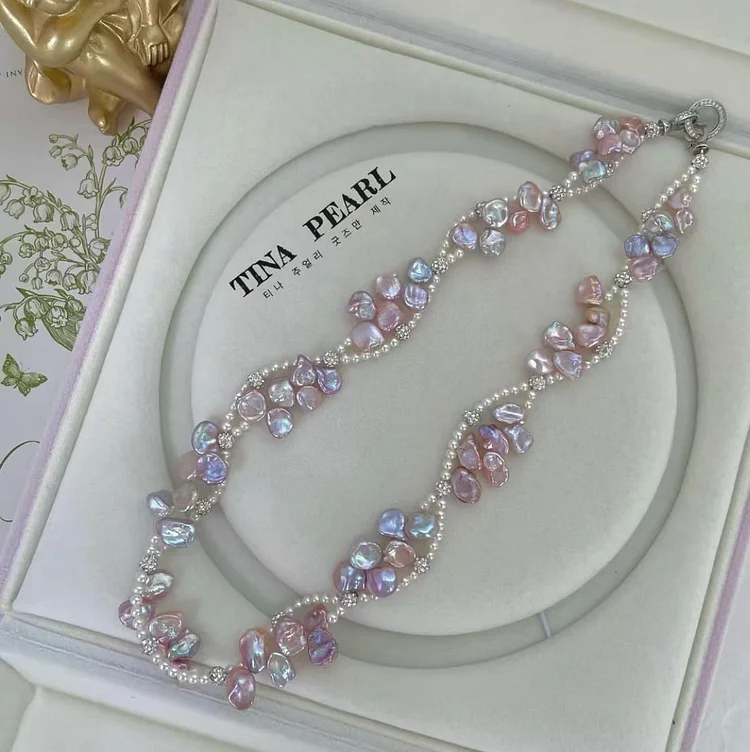 TINA PEARL race color petal pearls necklace dhl free shipping 