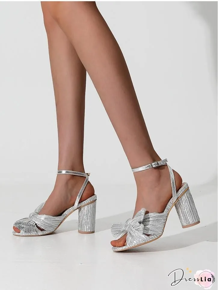Metal Feeling Bow High Heel Slipper