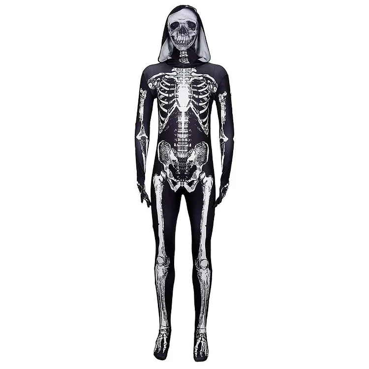 Adult Unisex Skeleton Jumpsuit Skull Stage Performance Clothes Cosplay Costume Halloween Carnival Suit