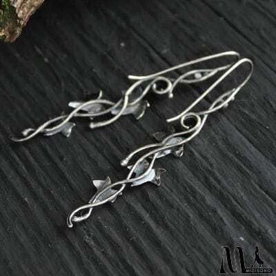 MidiSono - Ivy Leaf Alloy Dangle Earrings