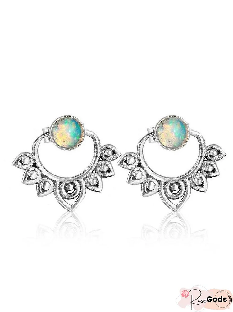 Vintage Opal Geometric Earrings