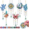 6Pcs DIY Diamond Painting Wind Chimes Crystal Window Suncatcher Craft Set Birthday Gifts Home Garden Decor