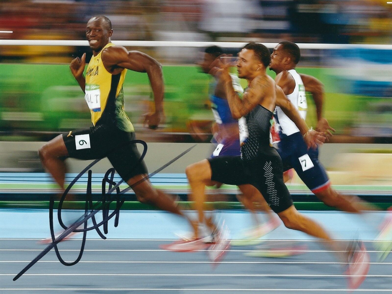 USAIN BOLT SIGNED 8x10 Photo Poster painting 1 - UACC & AFTAL RD AUTOGRAPH - 100M OLYMPIC GOLD