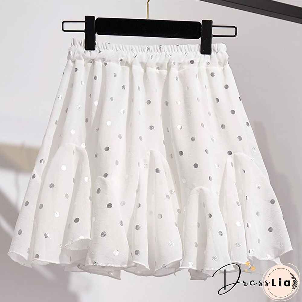 Sweety Chiffon Polka Dot Blouses+Skirt P15846