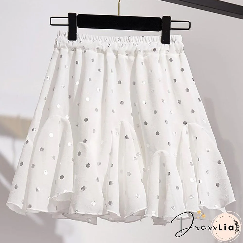 Sweety Chiffon Polka Dot Blouses+Skirt P15846