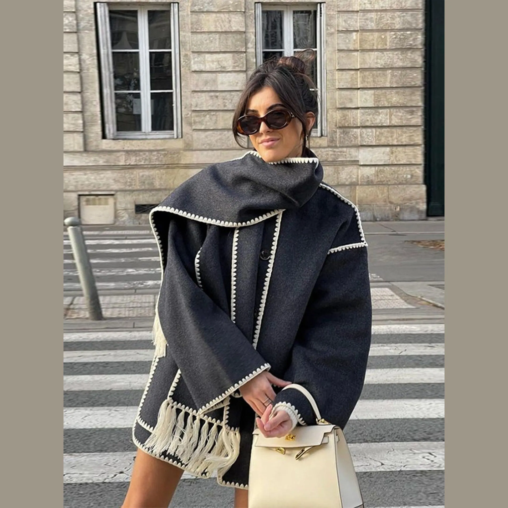 Women's 2-in-1 Scarf Coat &ndash; Plush Tailored Winter Elegance