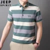 Cotton thin striped polo shirt