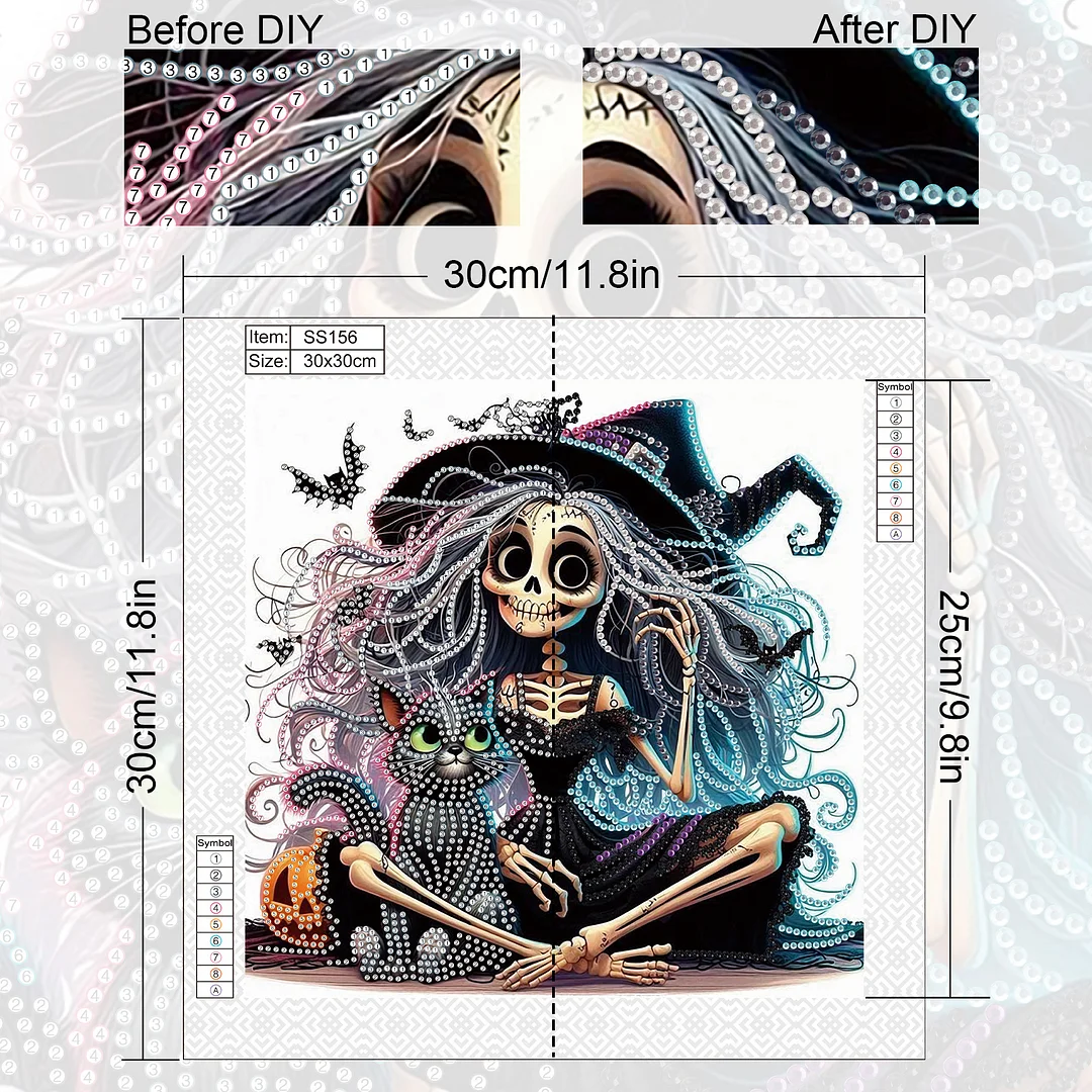 Diamond Painting - Partial Special Shaped Drill - Halloween Skull(Canvas|30*30cm)