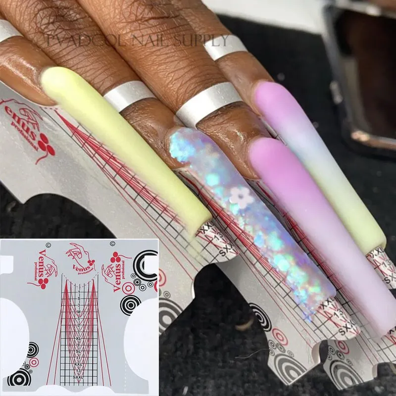 50pcs Acrylic Nails Tips Extension XXXL Extra Long Nail Forms Sculpting Guide Stickers Paper UV Gel Form Manicure Tool-Nail Inspo