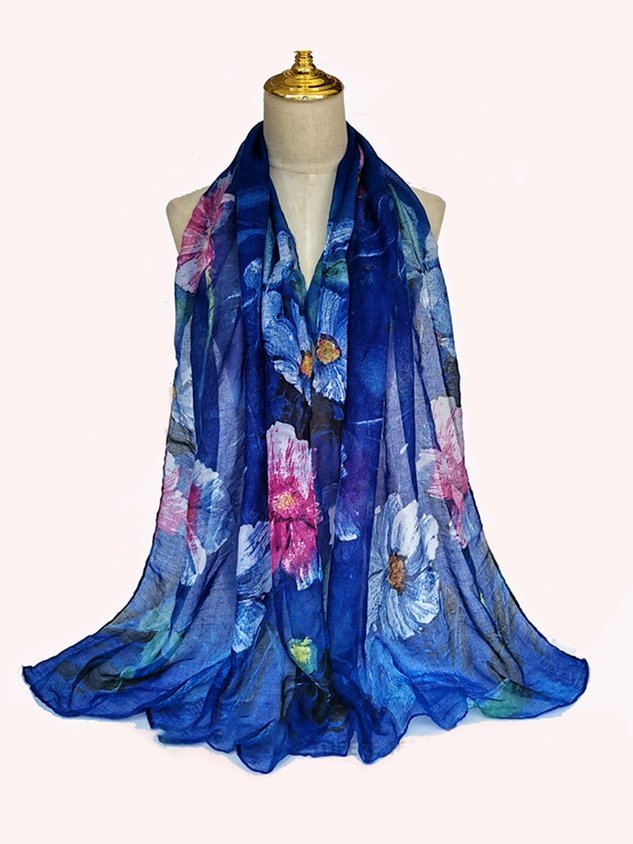 Balinese Plant Flower Silk Scarf