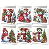 (US Only)6PCS DIY Xmas Snowman Diamond Art Greeting Cards Congratulations Cards & Gifts