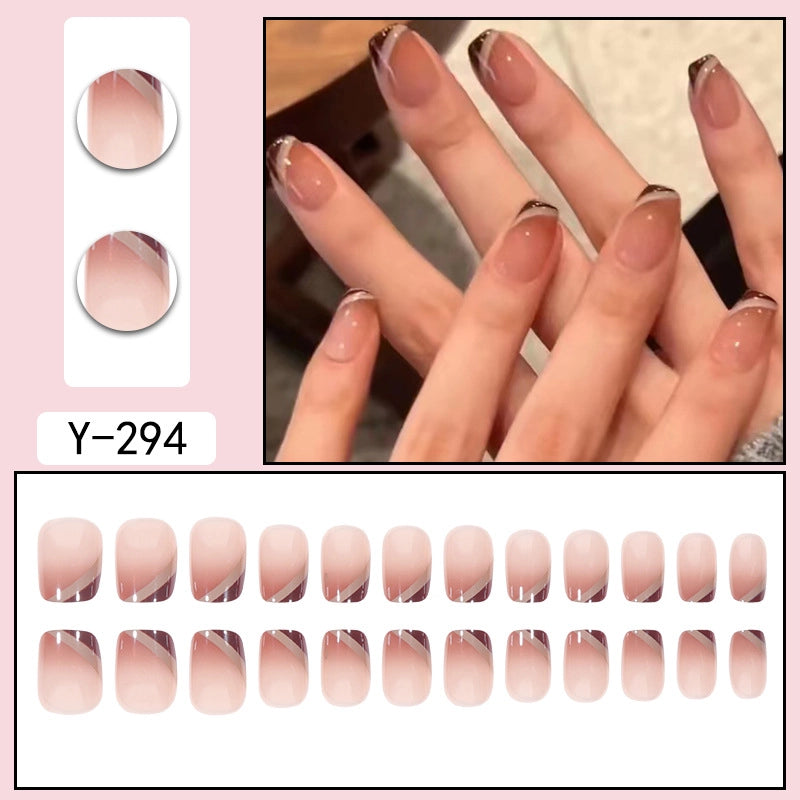 Sweet Color Block Heart Shape ABS Press-on Nails 1 Set