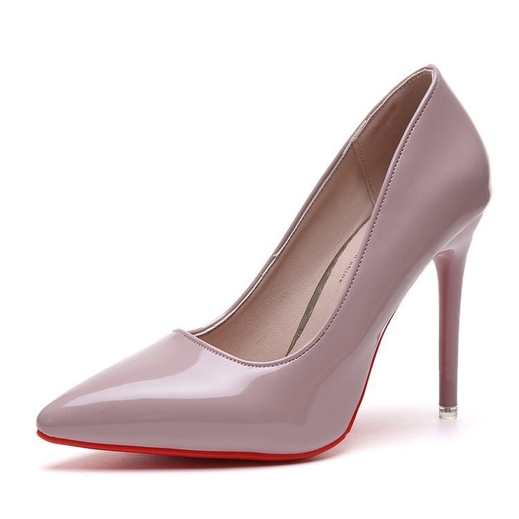 New 2021 Women High Heels Sexy Point Light Mouth High-heeled Shoes Sexy Red Bottom Single Shoes Women's Basic Work Shoes