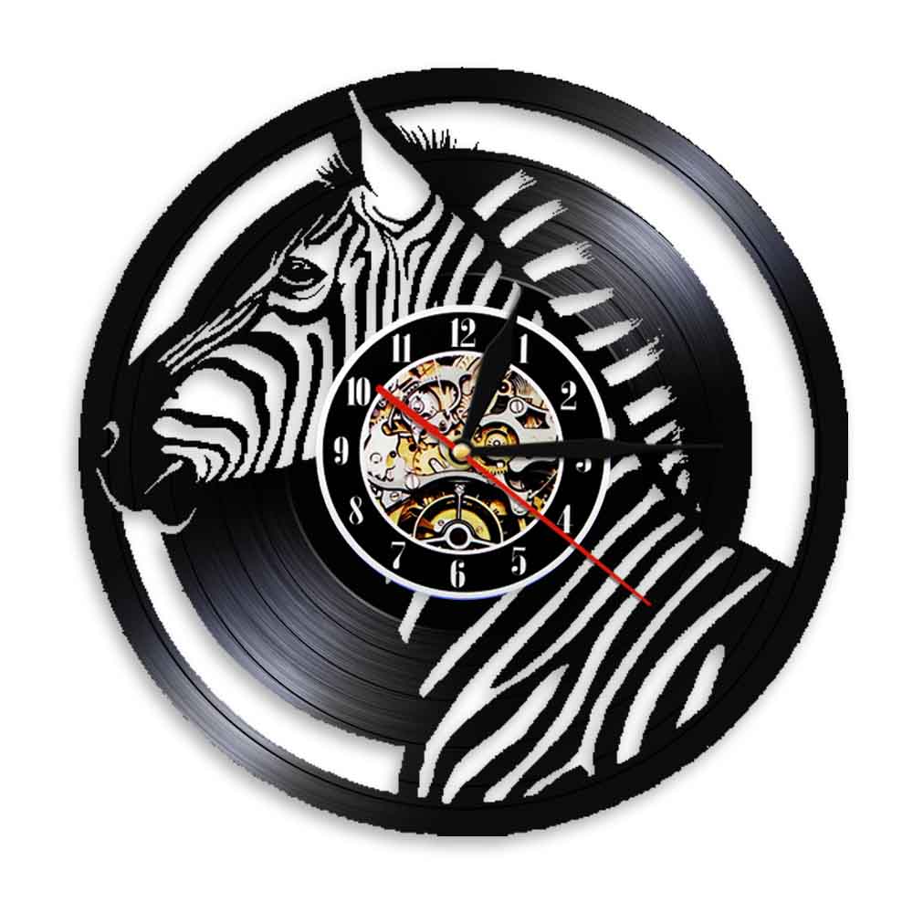 

Black and White Zebra - Vinyl Record Wall Clock - Without LED, 501 Original