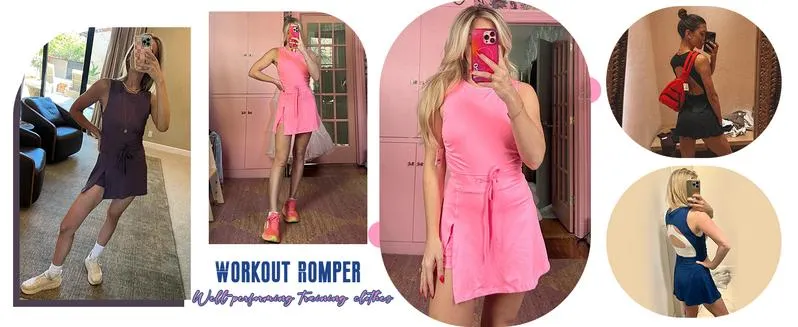Product Introduction of SCUSTY Women's Running Onesie Workout Rompers Short Athletic Jumpsuits Summer Outfits with Built in Shorts 4