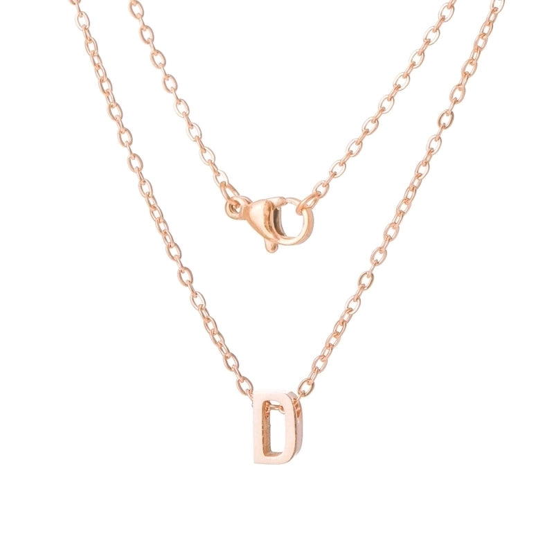 Stainless Steel Rose Gold Plated Minimalist Letter None Pendant Necklace