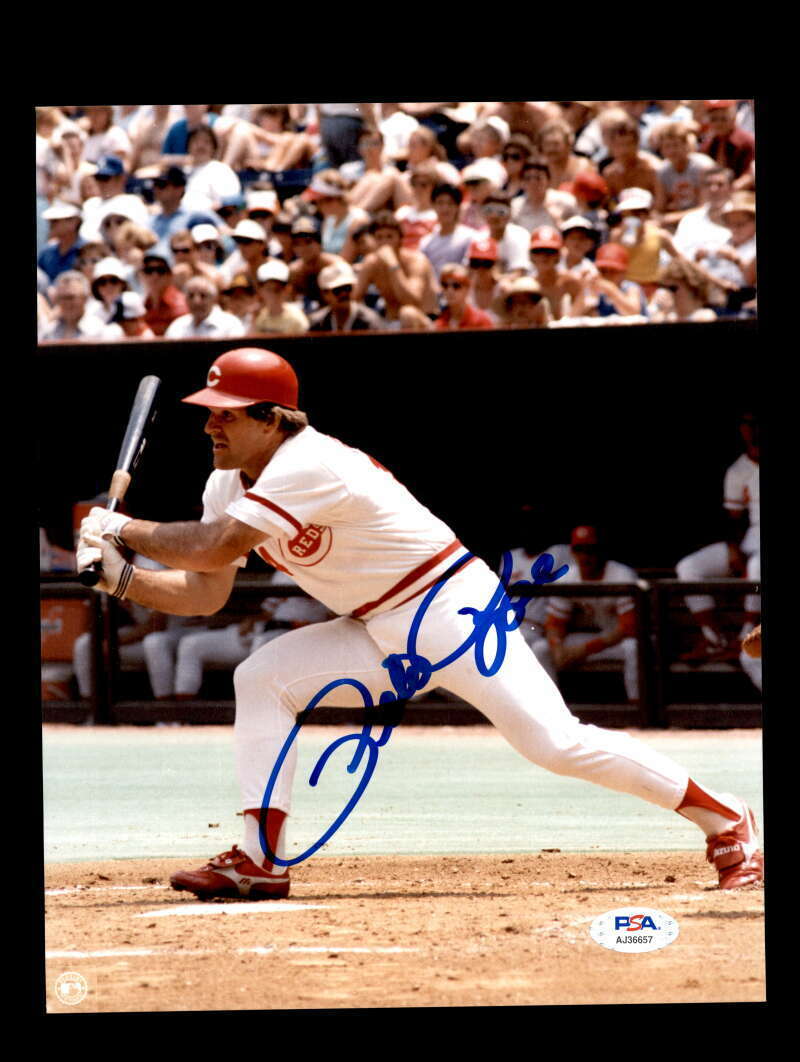 Pete Rose PSA DNA Coa Signed 8x10 Photo Poster painting Reds Autograph 1