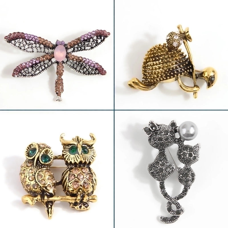 Vintage Style Bird Alloy Inlay Rhinestones Unisex Brooches 1 Piece