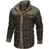 Men's Retro Check Pattern Stitching Warm Fleece Lined Plaid Wanderer Jacket