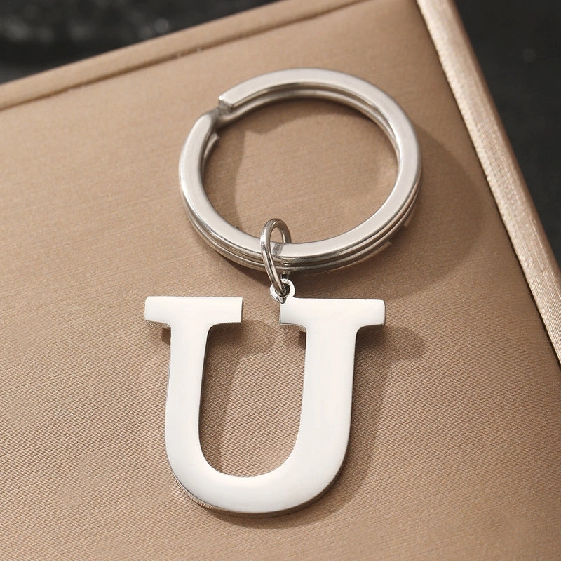 Basic Minimalist Letter 304 Stainless Steel Polishing Unisex Bag Pendant Keychain