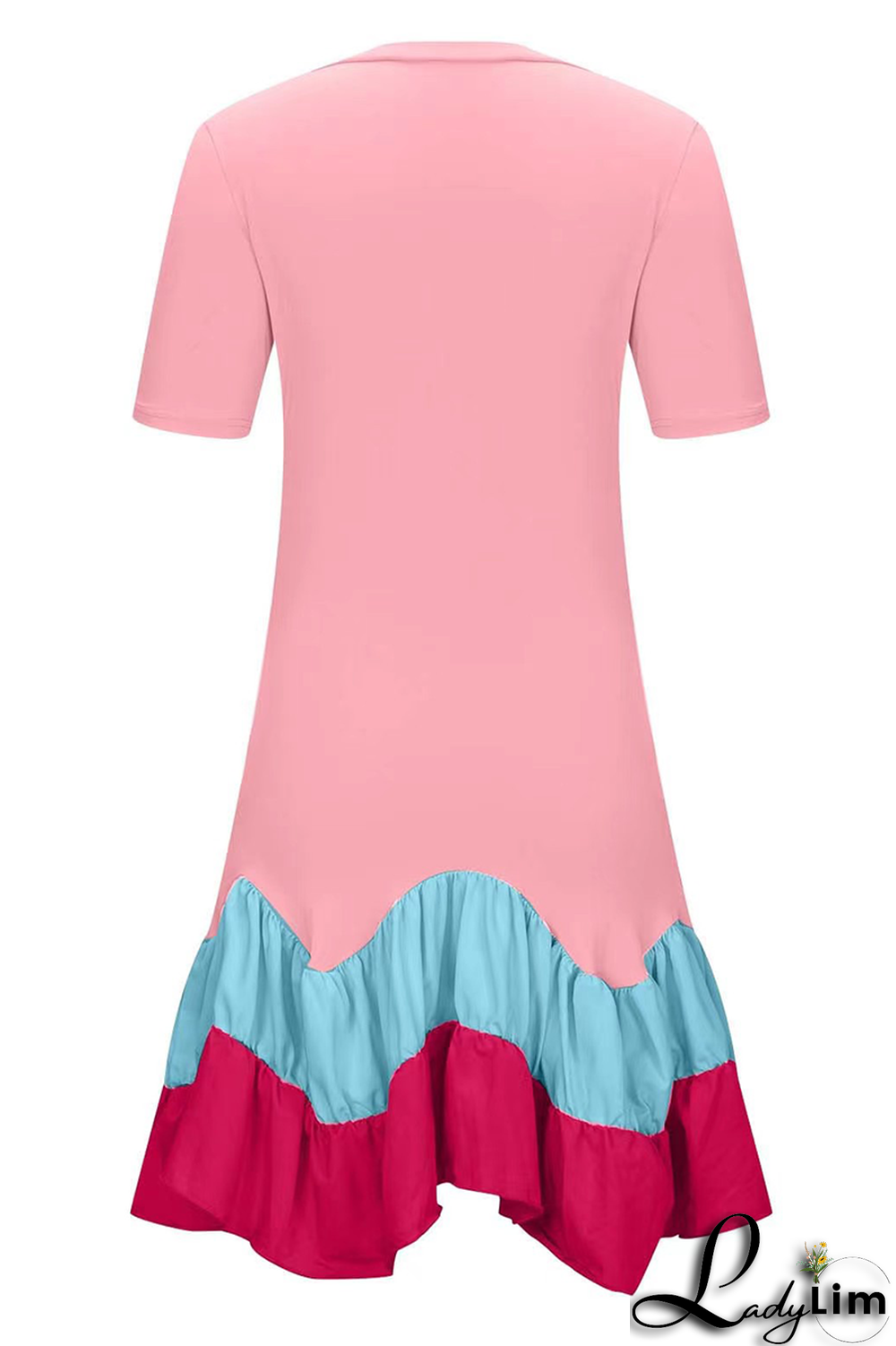 Black Casual Print Flounce O Neck Cake Skirt Dresses