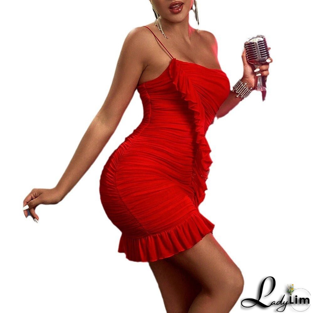 Pleated Tube Top Dress with Tassel Detailing