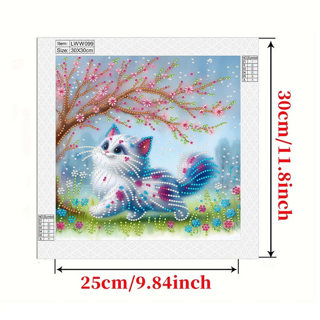 Spring Cat - Partial Special Shaped Drill Diamond Painting Kits (Canvas|30*30cm)