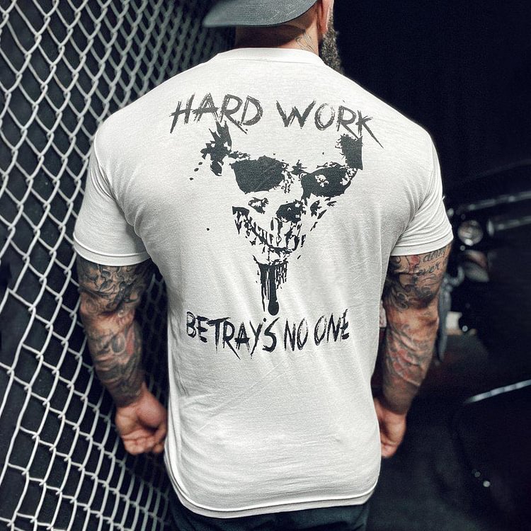 Hard work skull print T-shirt