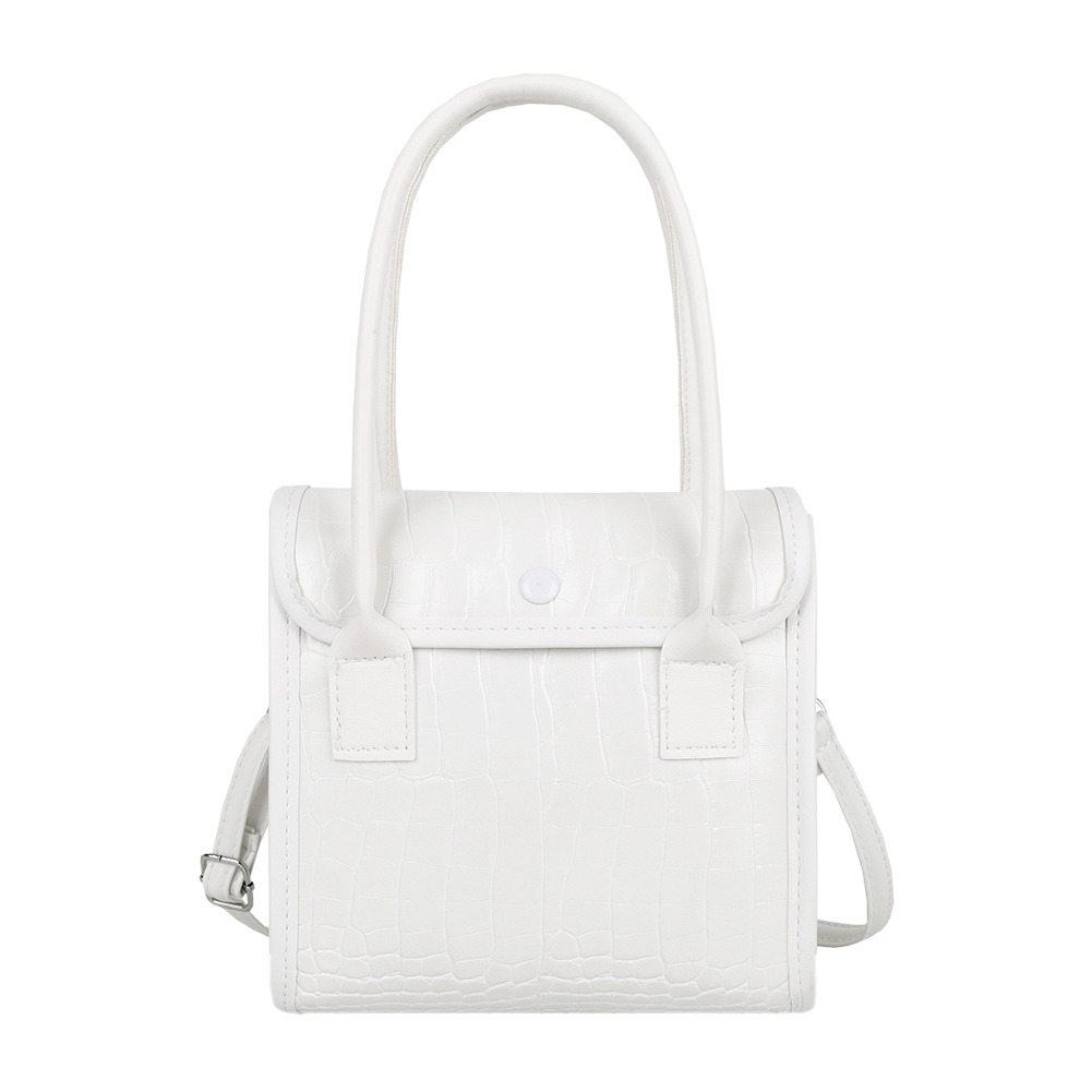 

Alligator PU Shoulder Totes Bag Hit Color Portable Handbag, White, 501 Original